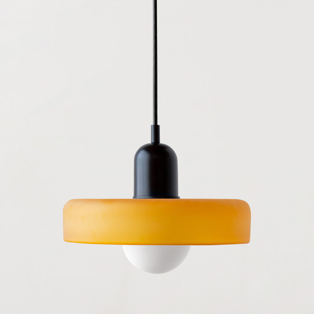 Stylish double glass hanging lamp, enhancing living room's modern appeal.