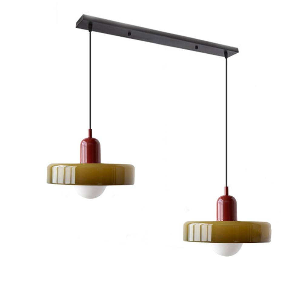 Modern double glass pendant, a beautiful ceiling fixture for living rooms.