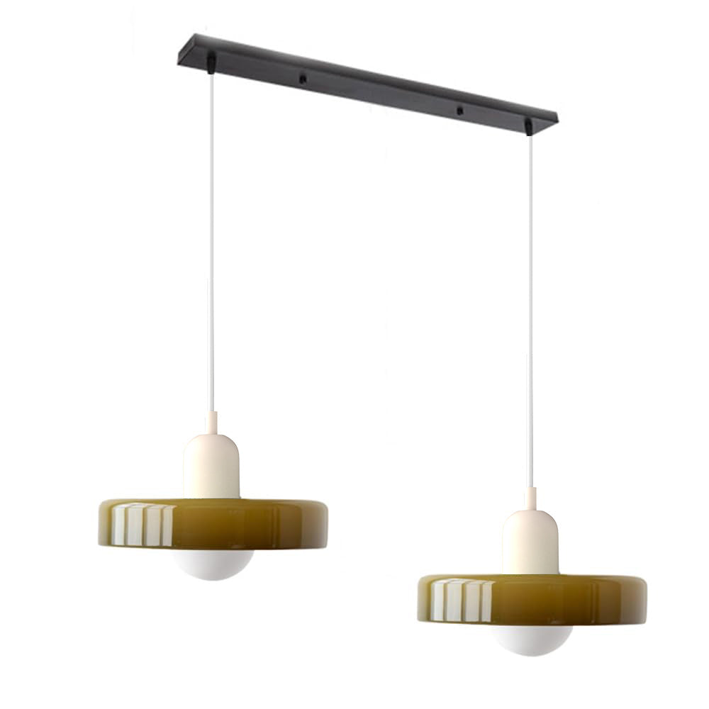 Elegant double glass pendant, a stylish accent for living room interiors.