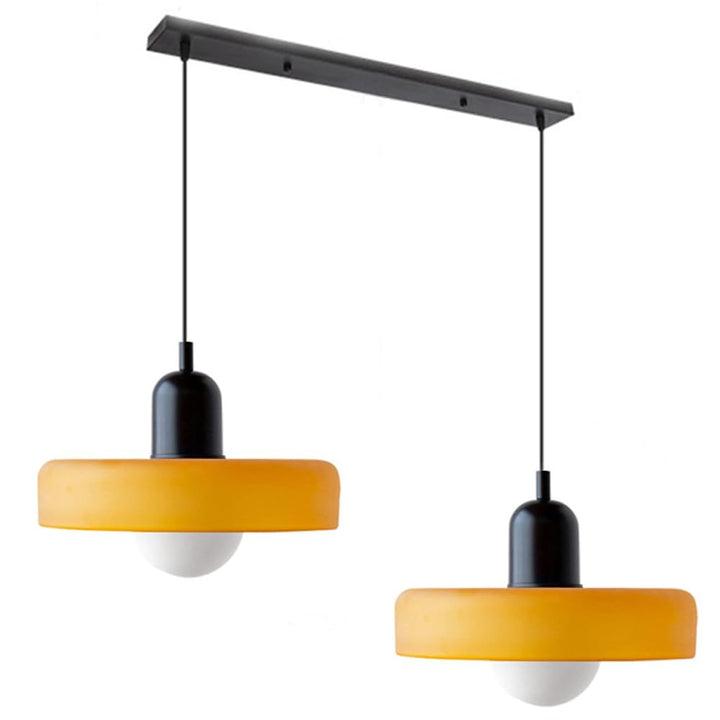 Aesthetic double glass pendant, perfect for contemporary dining decor.