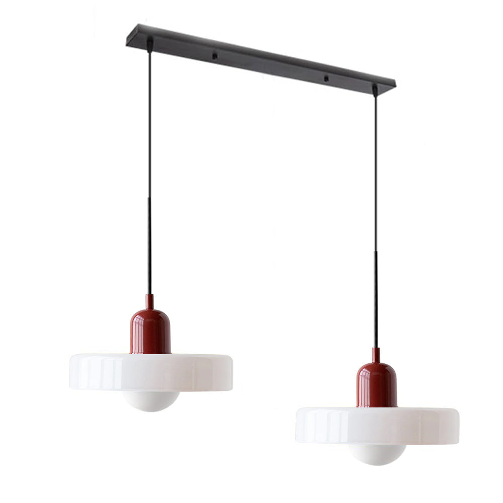 Unique double glass pendant light, adding modern charm to dining rooms.