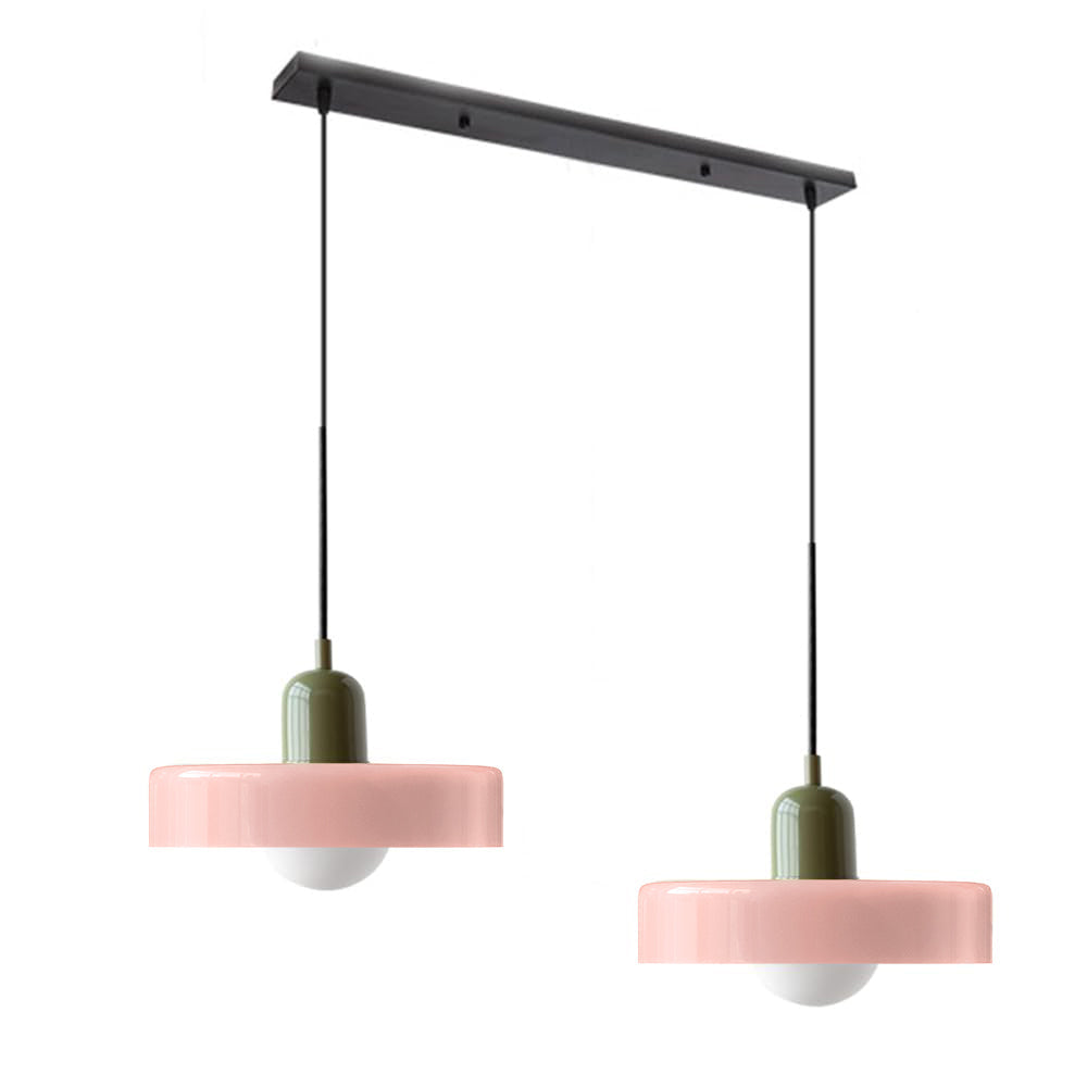 Stylish double glass pendant, a key element in living room interior design.