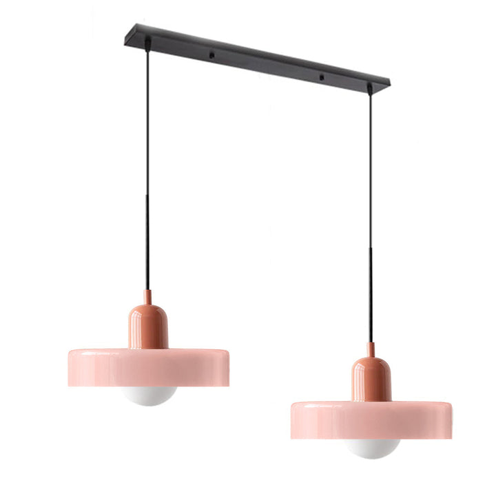 Modern double glass ceiling fixture, perfect for elegant dining spaces.