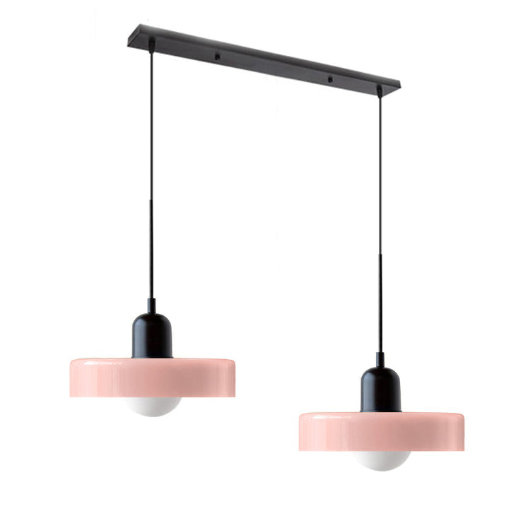 Refined double glass pendant light, enhancing sophisticated living rooms.