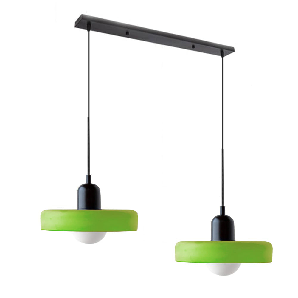 Elegant double glass pendant light, a stylish centerpiece for living rooms.