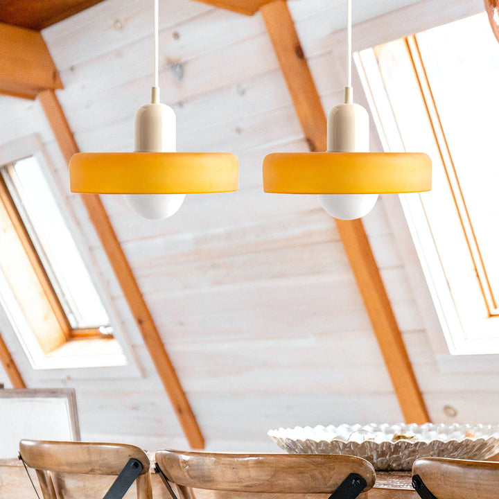 Close-up of modern double glass pendant, showcasing sleek design.