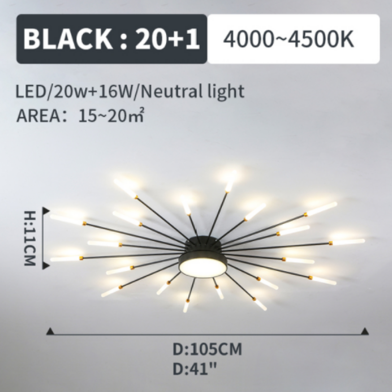 Elegant modern firework LED ceiling light, flush mount for a clean, sophisticated look.