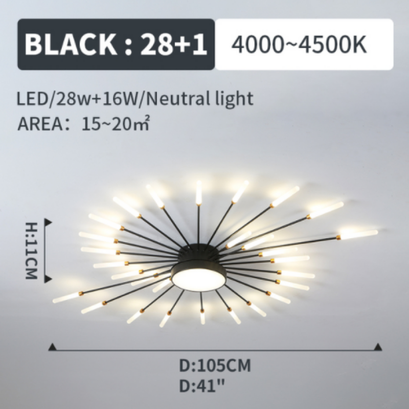 Bright LED firework ceiling light, dimmable and contemporary for versatile home illumination.