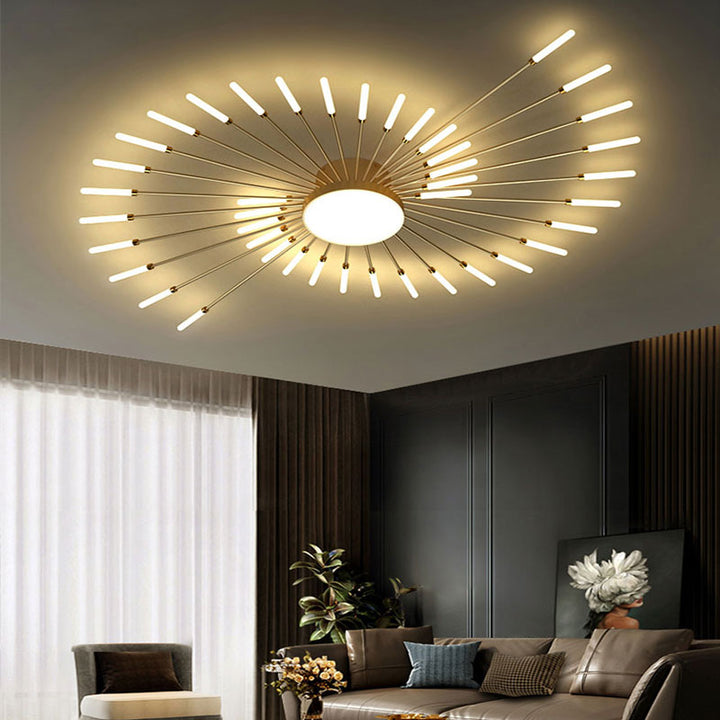 Contemporary LED ceiling light, firework-inspired design, ideal for modern homes.
