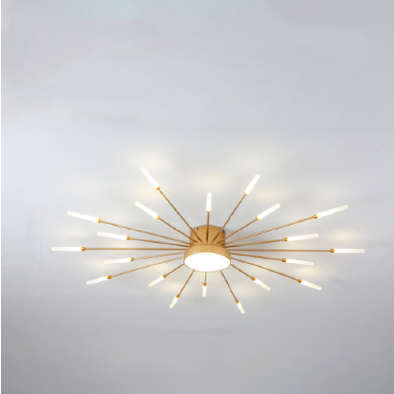 Modern LED ceiling lamp, firework design, providing bright and adjustable indoor lighting.