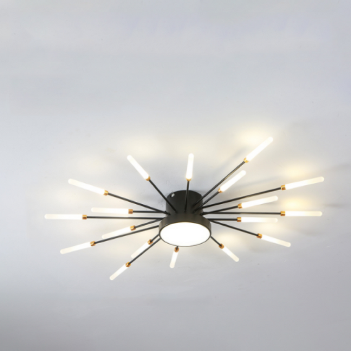 Unique firework LED ceiling light, dimmable options, a contemporary home decor piece.