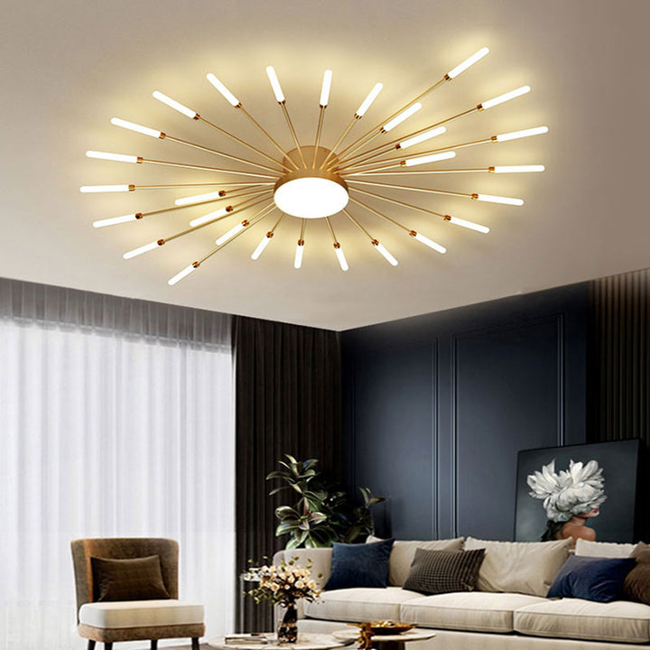 Flush mount firework LED ceiling light, modern design for elegant interior spaces.
