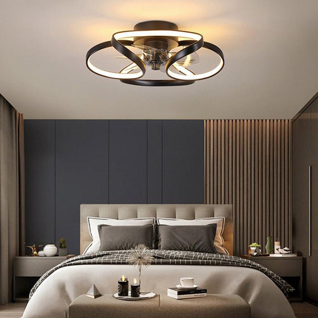 Modern flower LED ceiling fan light with remote control, perfect for stylish home lighting.