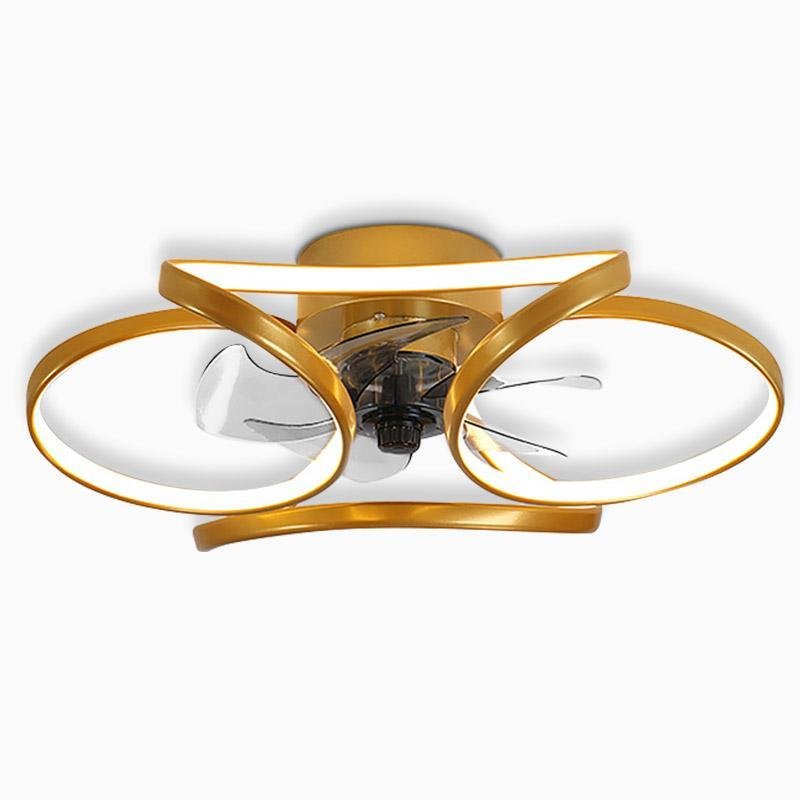Bright LED modern flower ceiling fan, flush mount design, with remote for ultimate control.