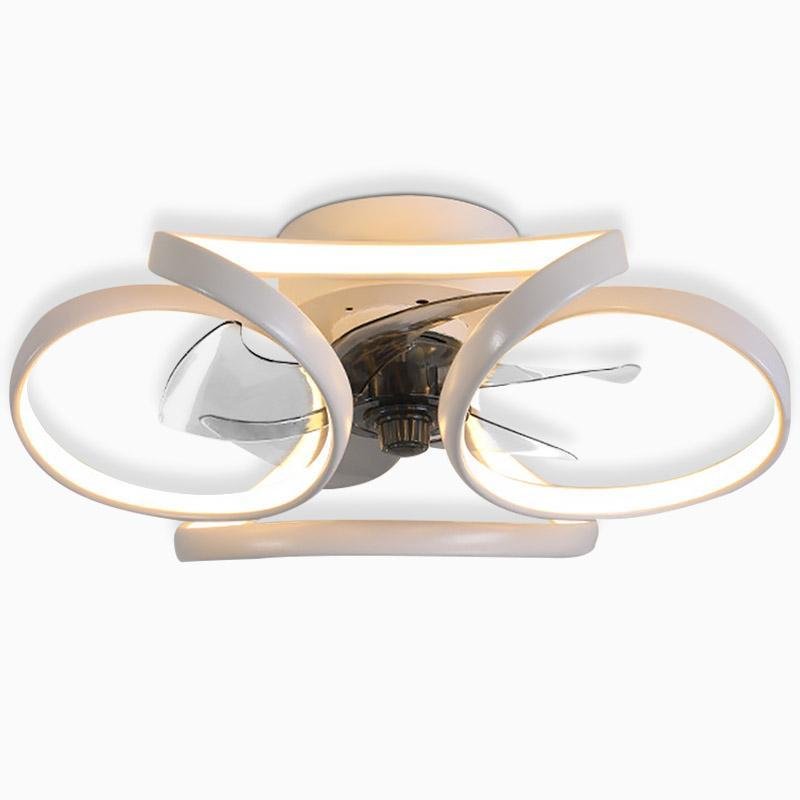 Energy-efficient modern flower LED ceiling fan, remote control for customizable airflow.