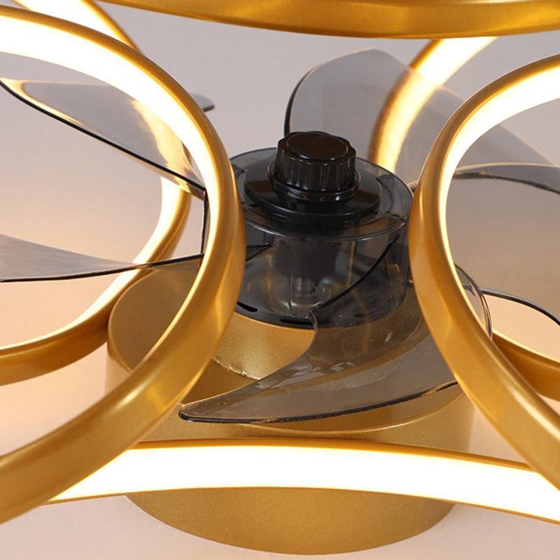 White flower motif LED ceiling fan light, modern and stylish home lighting solution.