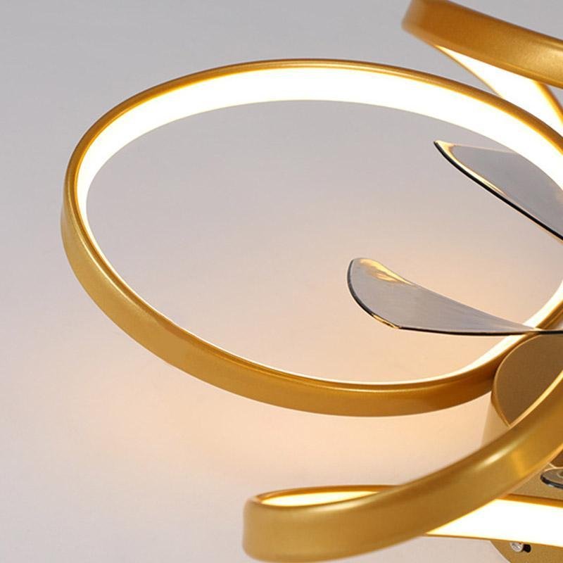 Elegant flush mount modern flower LED ceiling fan, adjustable speed via remote control.