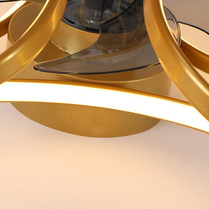 Contemporary flower LED ceiling fan light, perfect for modern living spaces, remote included.