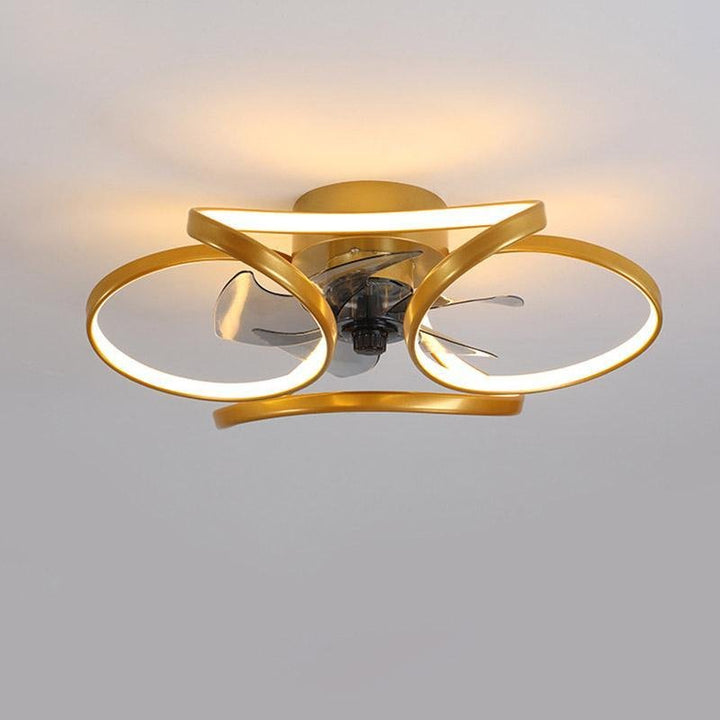 Sleek modern flower LED ceiling light fan, flush mount, ideal for any stylish room.