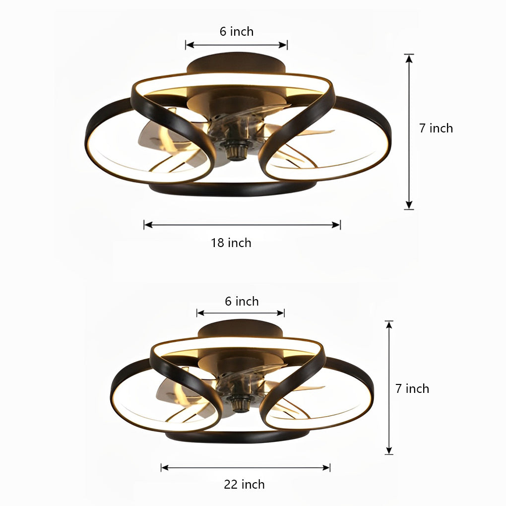 Decorative flower design LED ceiling fan, modern home lighting with convenient remote.