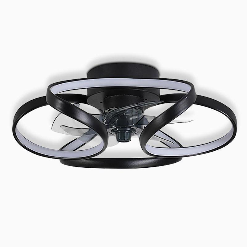 Living room modern flower LED ceiling fan lamp, remote control for comfort and style.