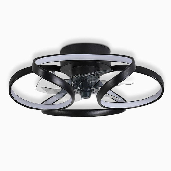 Living room modern flower LED ceiling fan lamp, remote control for comfort and style.