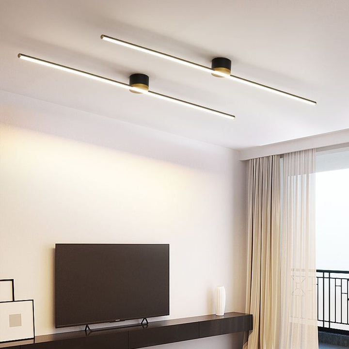 Sleek minimalist linear flush mount ceiling light for modern indoor LED lighting.