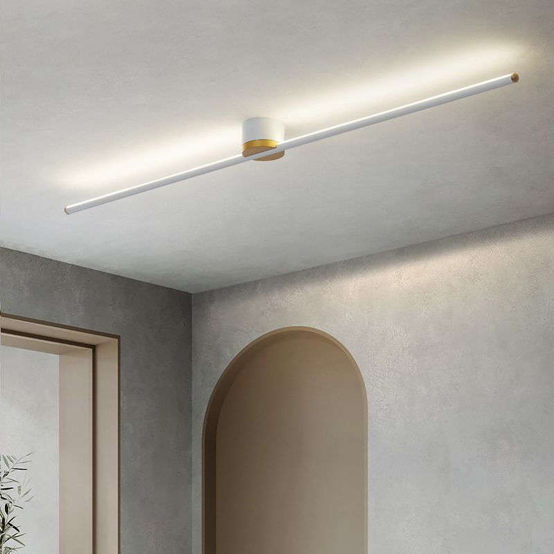 Bright LED linear flush mount ceiling fixture, ideal ambient light for low ceilings.