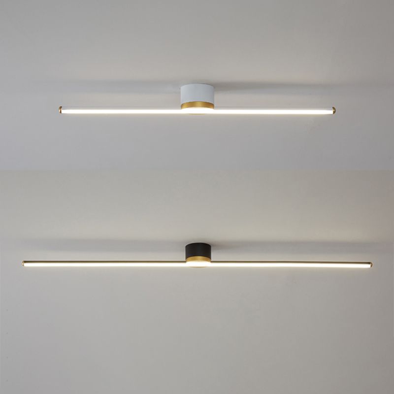 Elegant linear flush mount LED ceiling light, a modern choice for minimalist interiors.