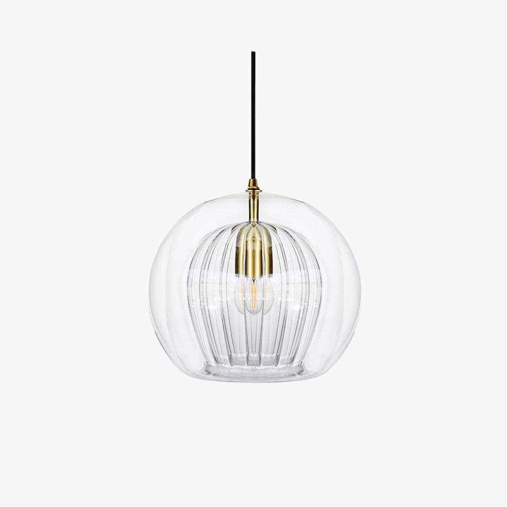 Modern glass globe pendant light for contemporary home decor, sleek design.