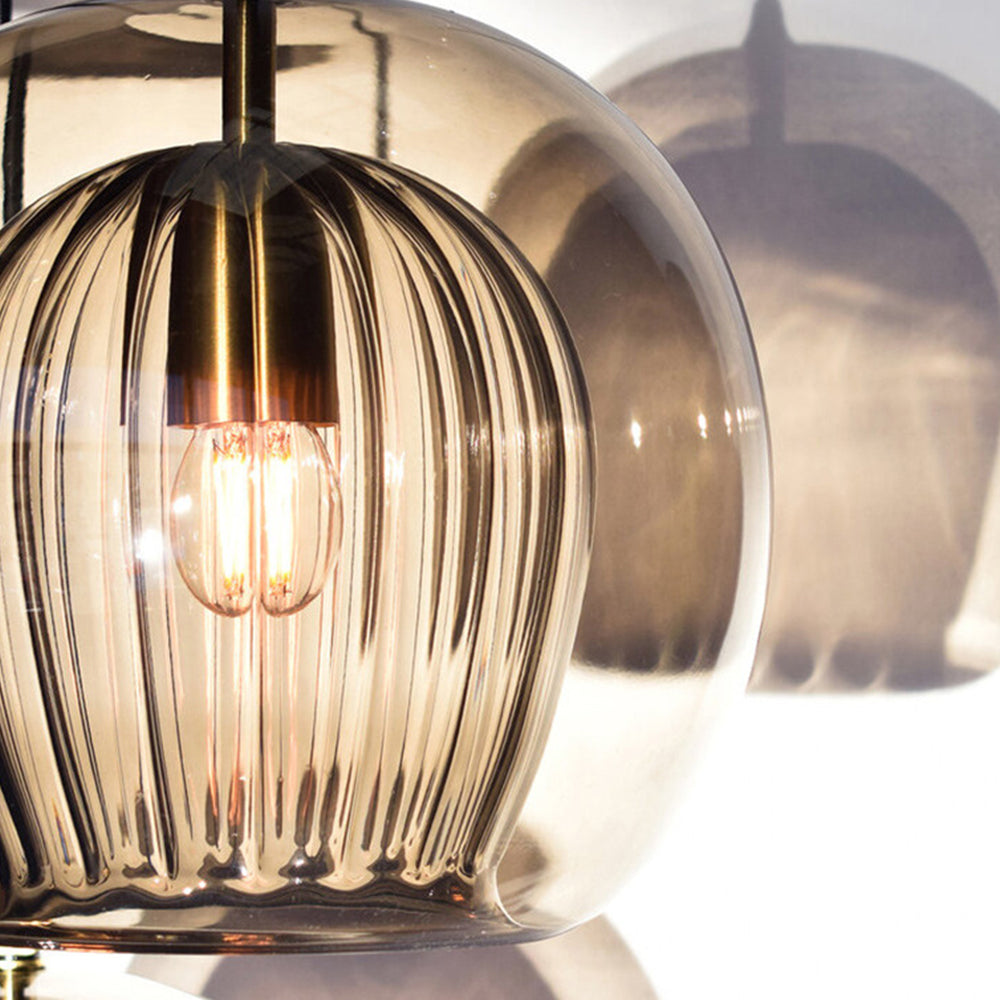 Modern adjustable glass globe pendant light, enhancing home interior design.