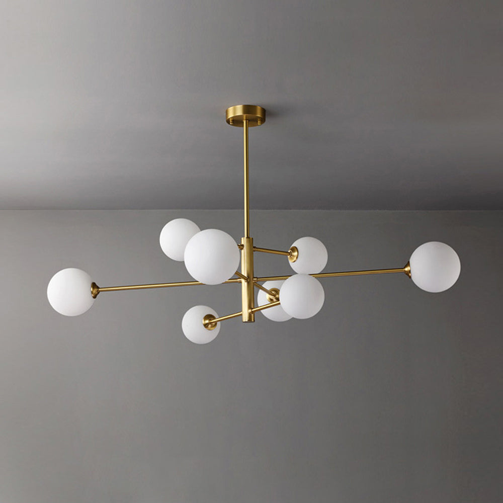 Contemporary globe chandelier, multi-light fixture in black for modern interiors.