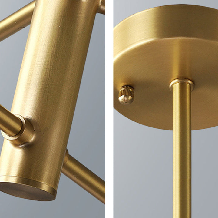 Gold globe multi-light chandelier, modern pendant for luxurious bedroom ambiance.