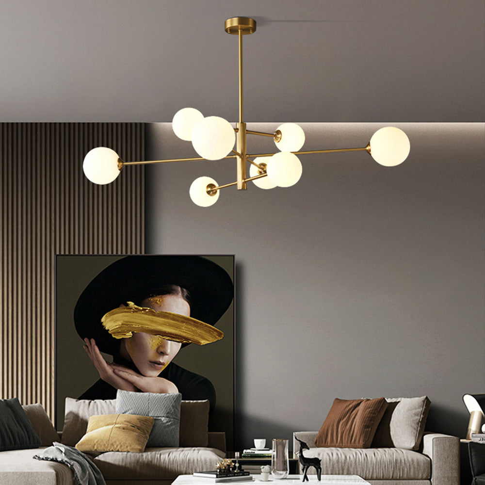 Chic black globe ceiling light, contemporary multi-light fixture for modern living spaces.