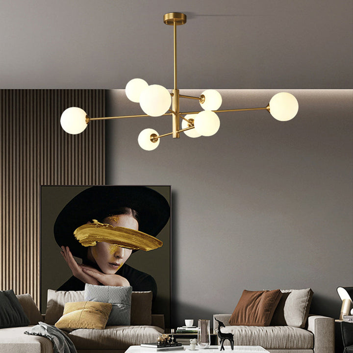 Chic black globe ceiling light, contemporary multi-light fixture for modern living spaces.