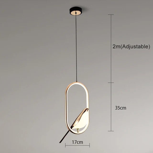 Contemporary golden bird pendant light, a stylish ceiling lamp for modern interior decoration.