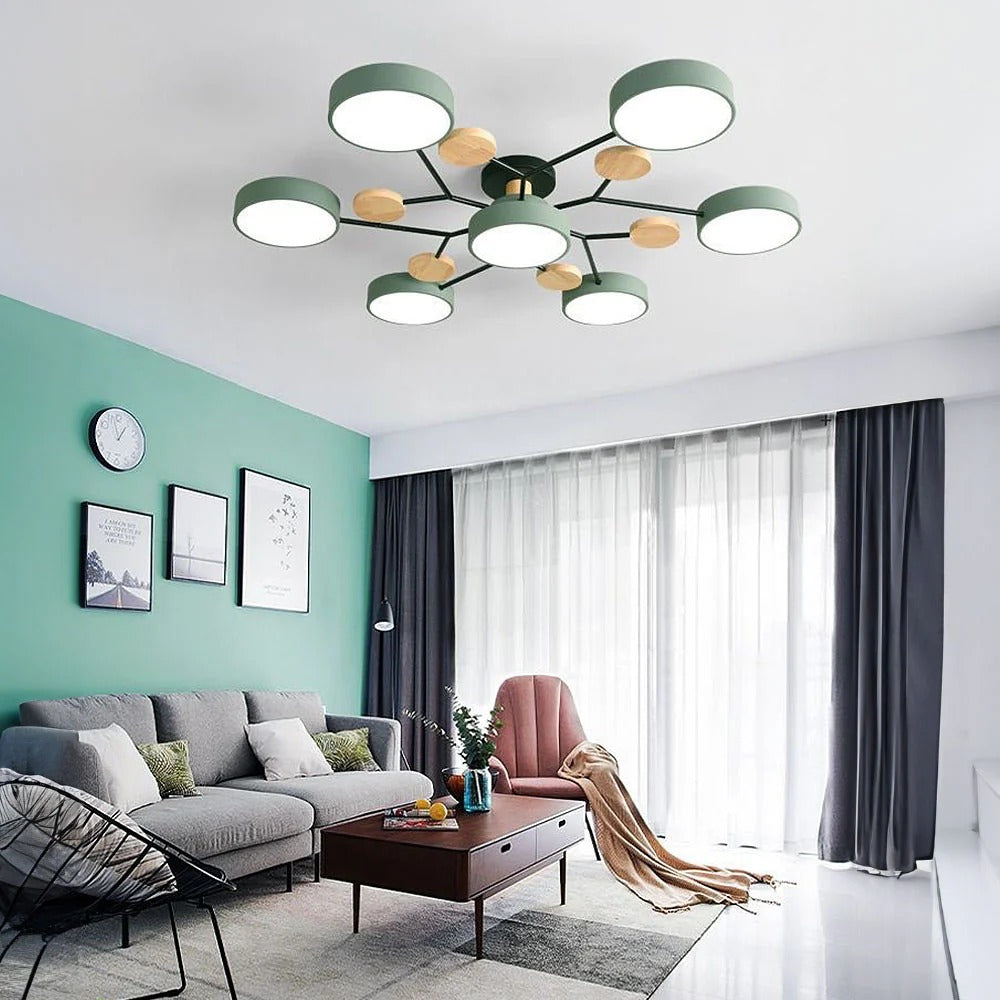 Modern halo LED semi-flush ceiling light, bringing elegance to any room.