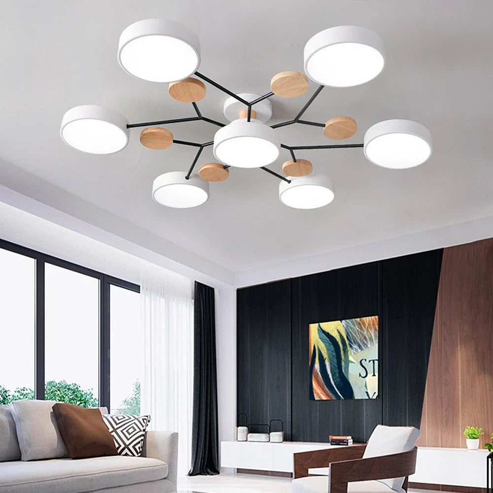 Elegant semi-flush LED fixture, modern lighting for living rooms.
