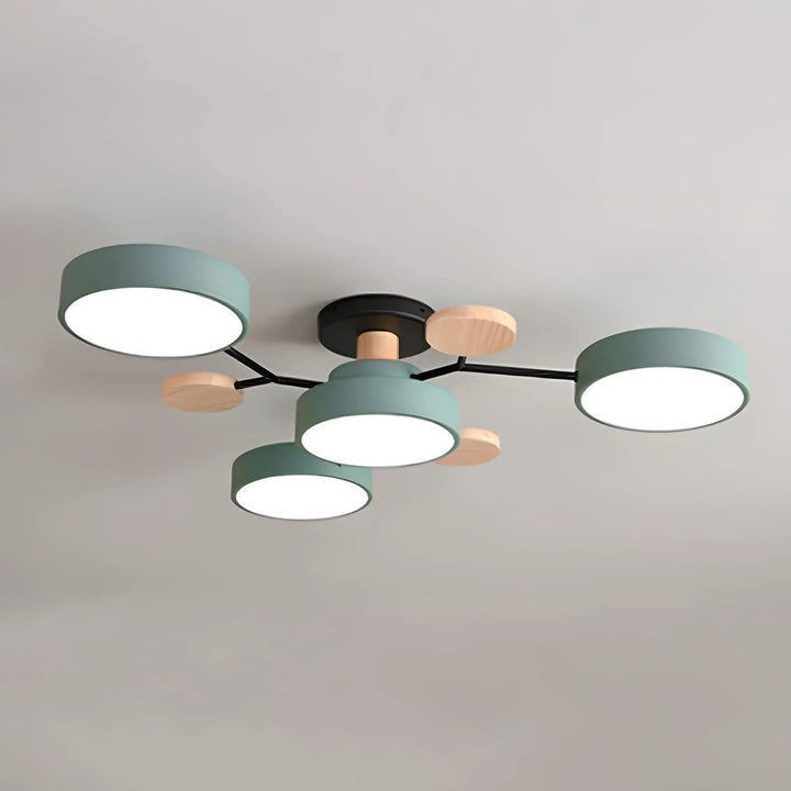 Contemporary LED semi-flush light, halo design for sleek home decor.