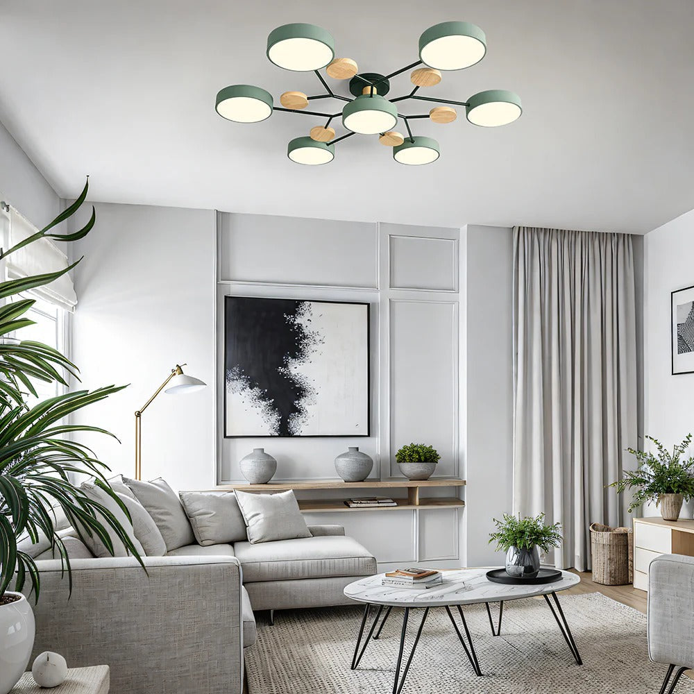 Elegant halo LED light fixture, perfect for modern living rooms.