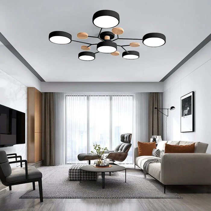 Modern semi-flush mount LED lamp, perfect for elegant home spaces.