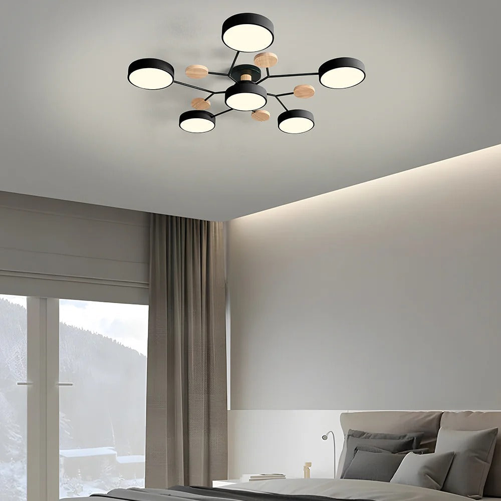 Modern LED semi-flush ceiling light, sleek design for elegant interiors.