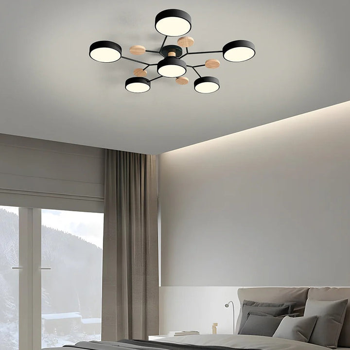 Modern LED semi-flush ceiling light, sleek design for elegant interiors.