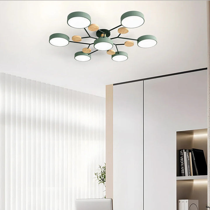 Stylish semi-flush mount LED ceiling light, ideal for bedroom decor.