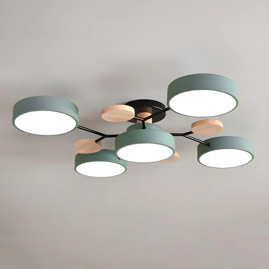 Stylish LED semi-flush mount, halo design, contemporary home lighting.