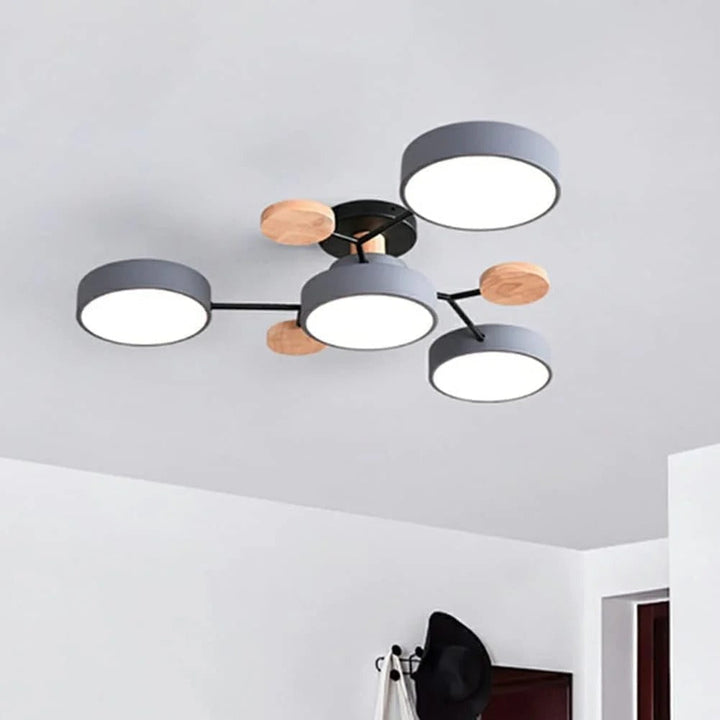 Luminous LED semi-flush light, a contemporary fixture for homes.
