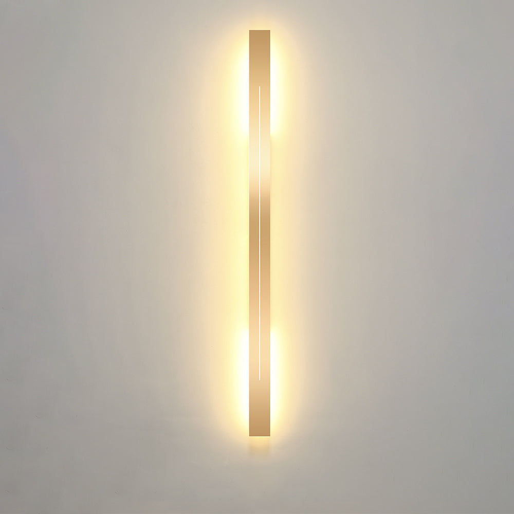 Black linear LED wall light, sleek design for modern home decor.