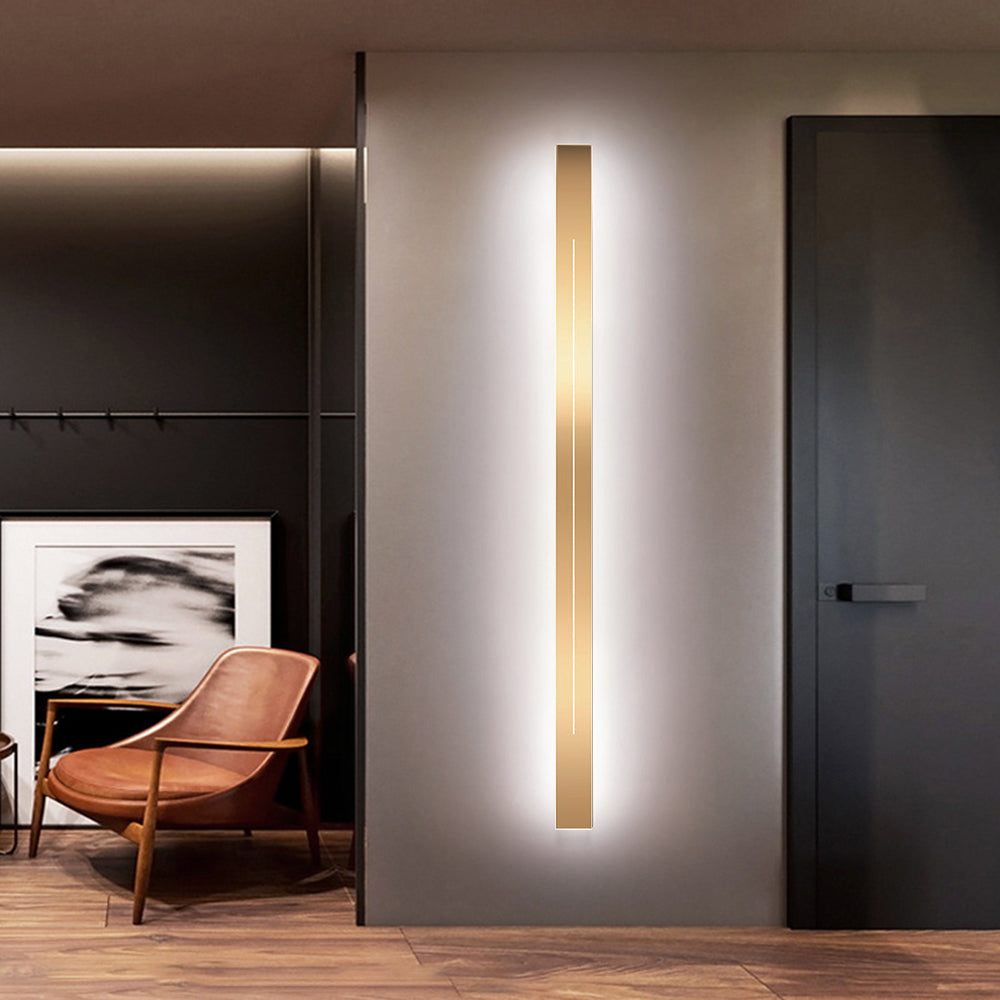 Contemporary dimmable LED wall light, gold finish, for any home.