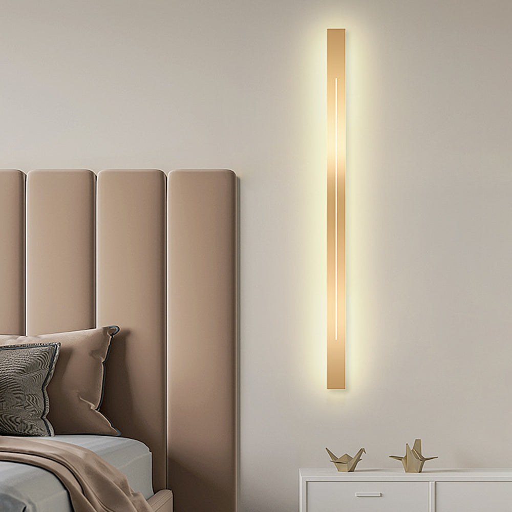 Acrylic metal LED linear light, perfect for contemporary bedroom walls.