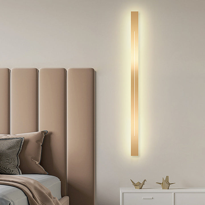 Acrylic metal LED linear light, perfect for contemporary bedroom walls.